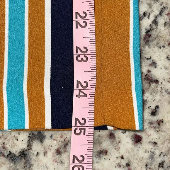 Zara TRF Mustard Striped Wide Leg Culotte Cropped Pull On Pants Size Small - Picture 10 of 10